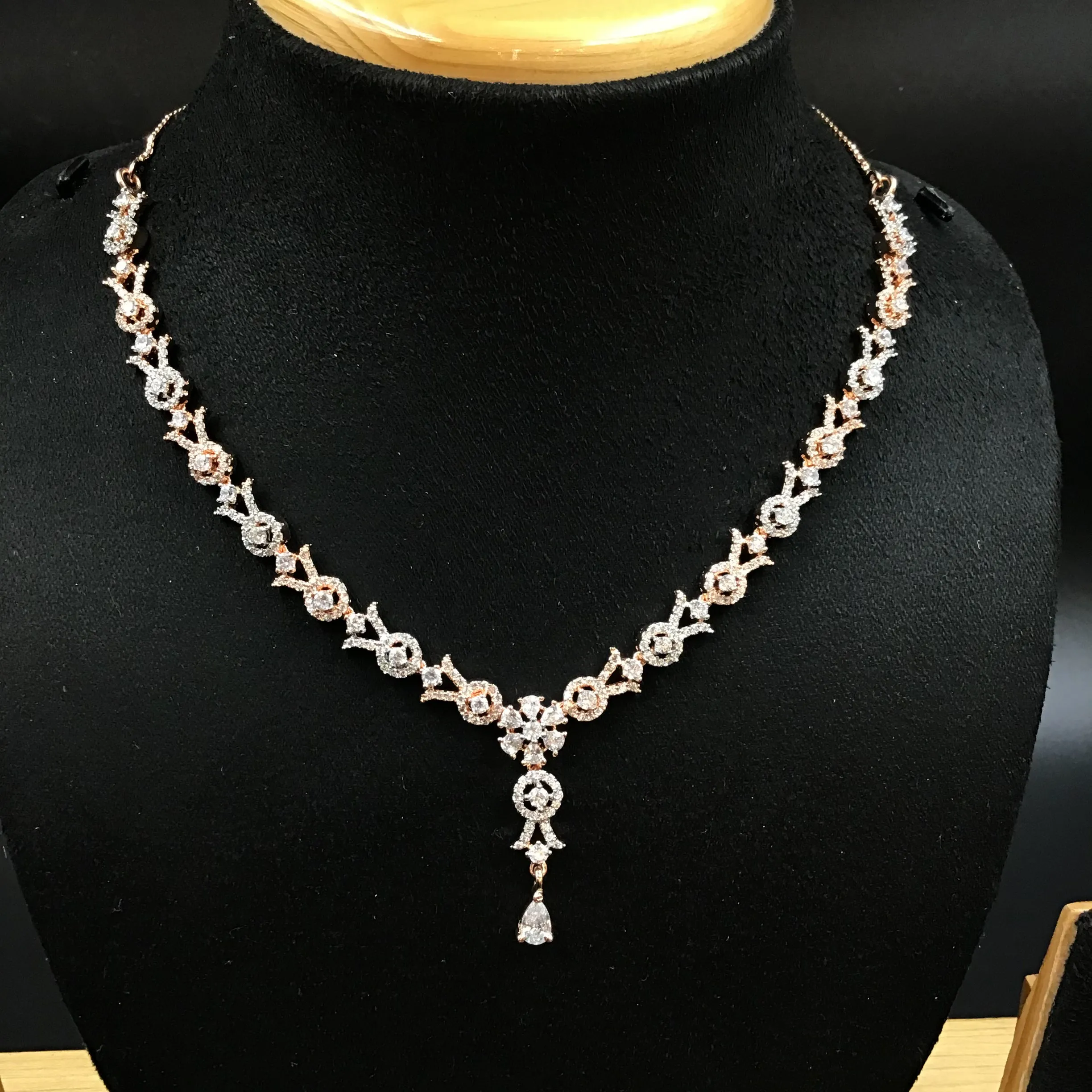 Round Neck Zircon/AD Necklace Set 3171-11