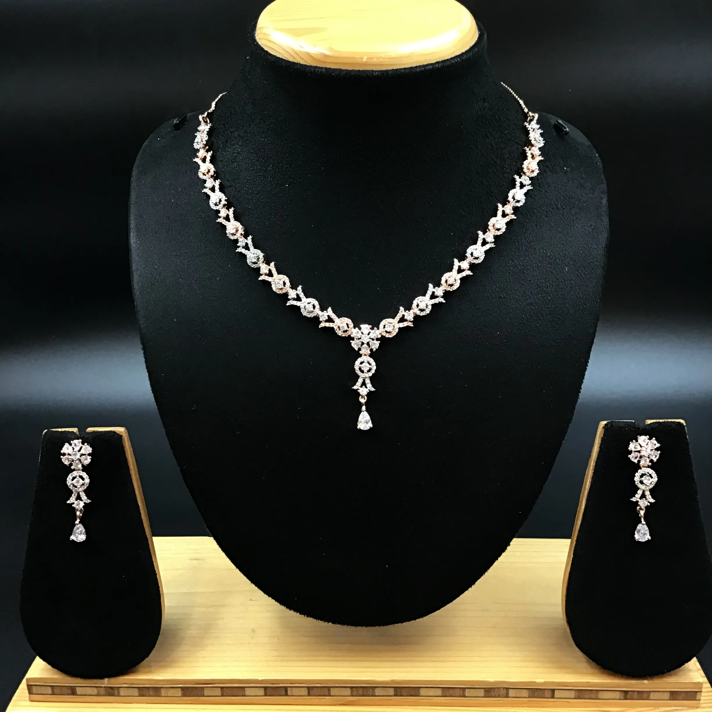 Round Neck Zircon/AD Necklace Set 3171-11