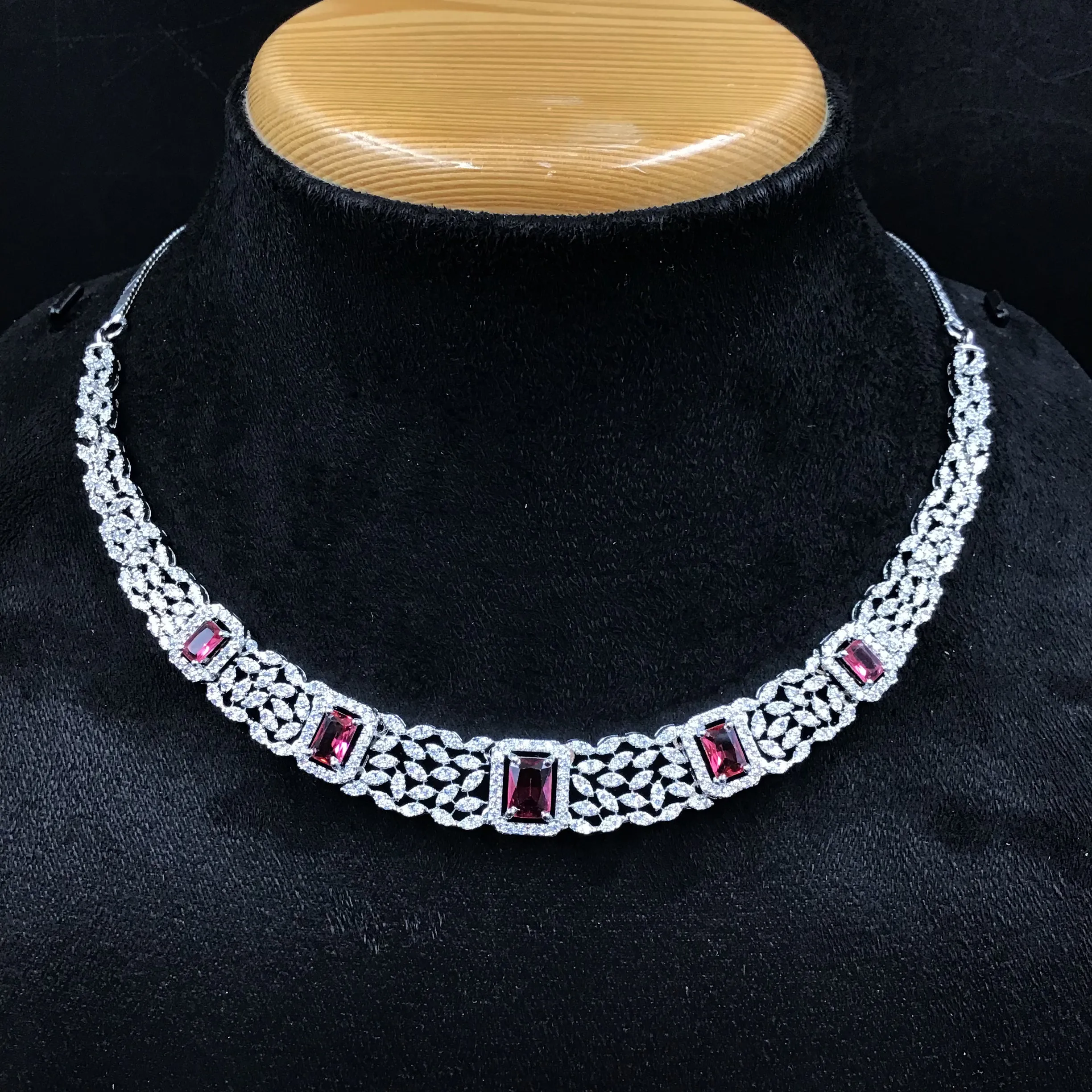 Round Neck Zircon/AD Necklace Set 5934-69