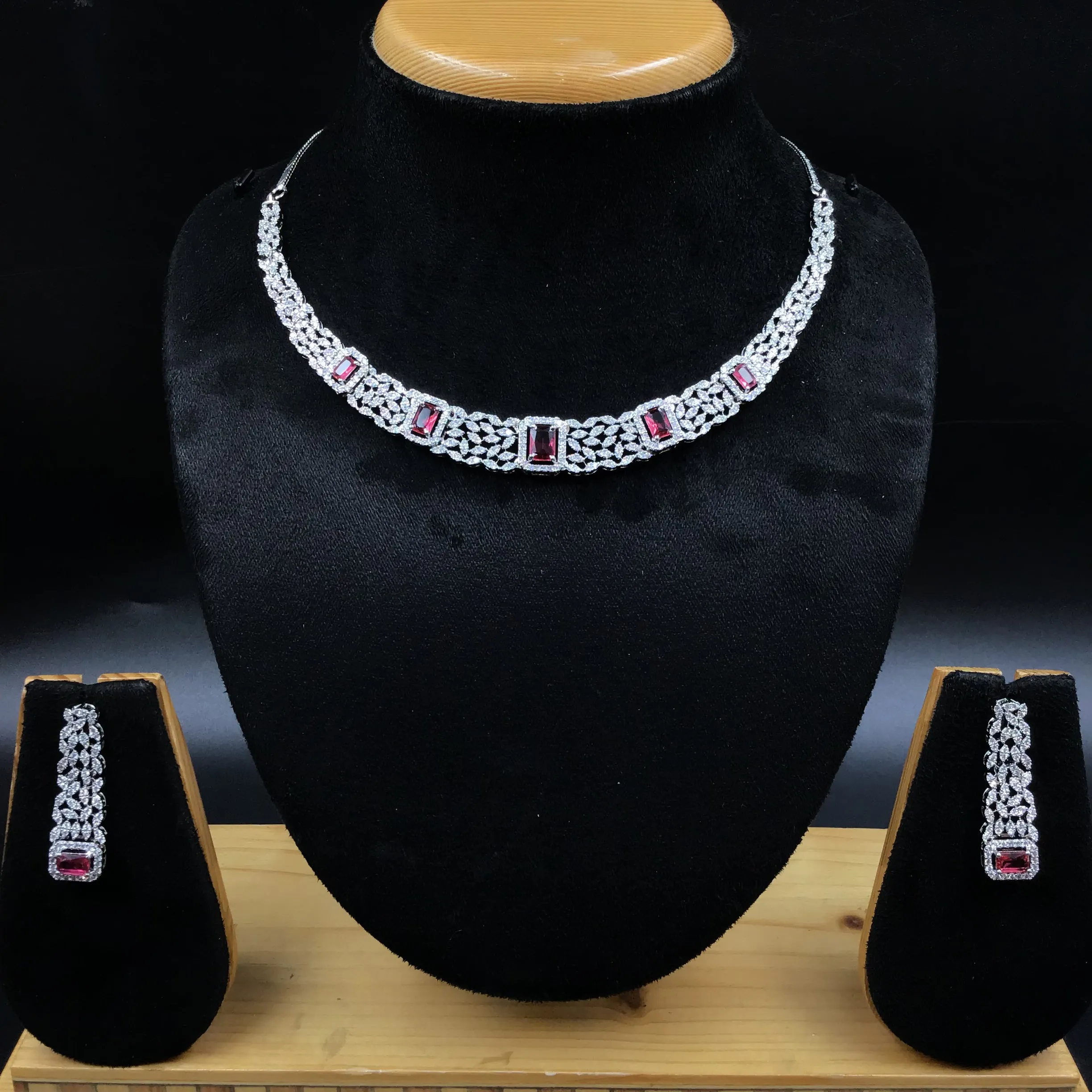 Round Neck Zircon/AD Necklace Set 5934-69