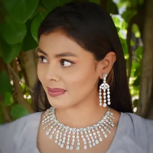 Round Neck Zircon/AD Necklace Set 5938-69