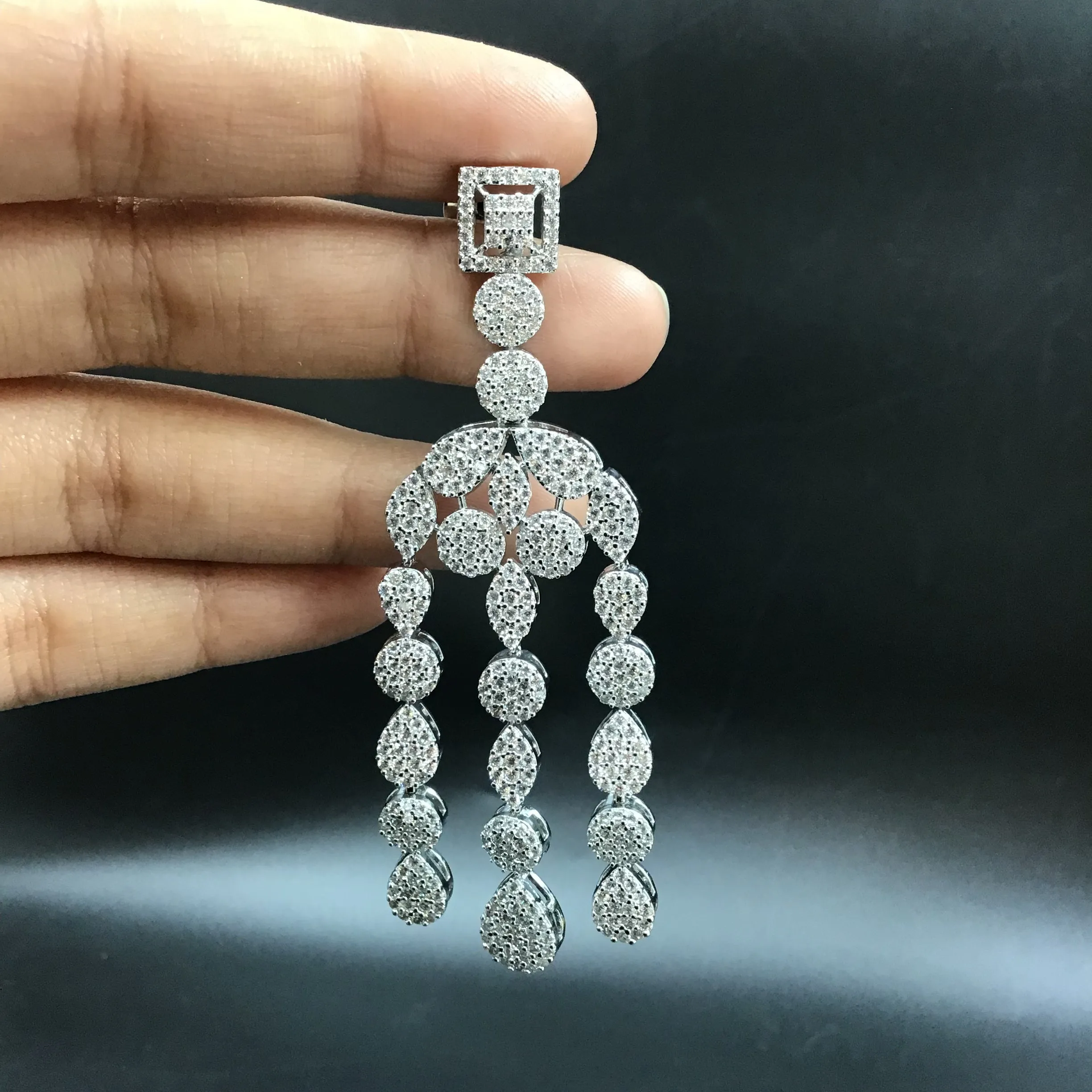 Round Neck Zircon/AD Necklace Set 5938-69