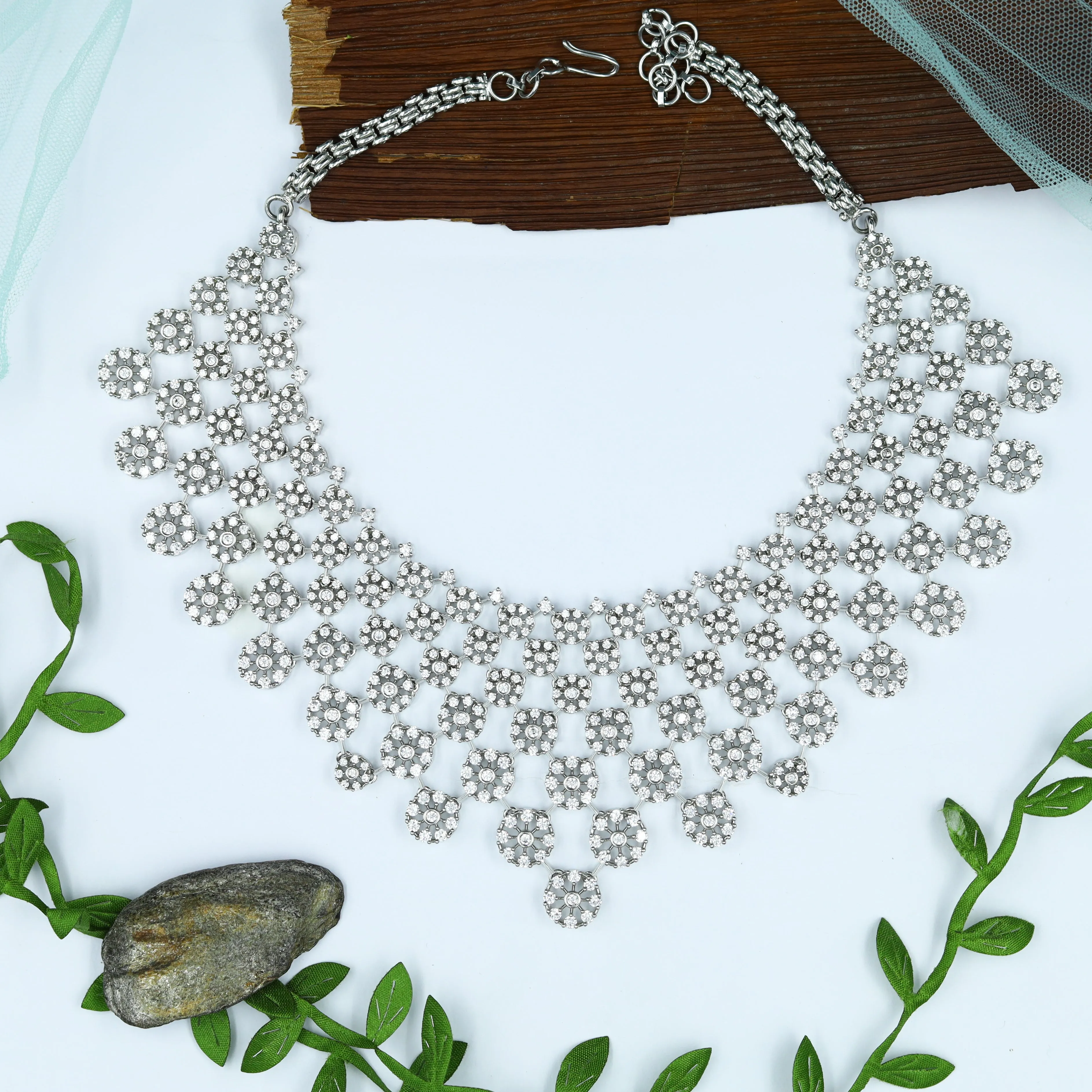 Round Neck Zircon/AD Necklace Set 5947-69