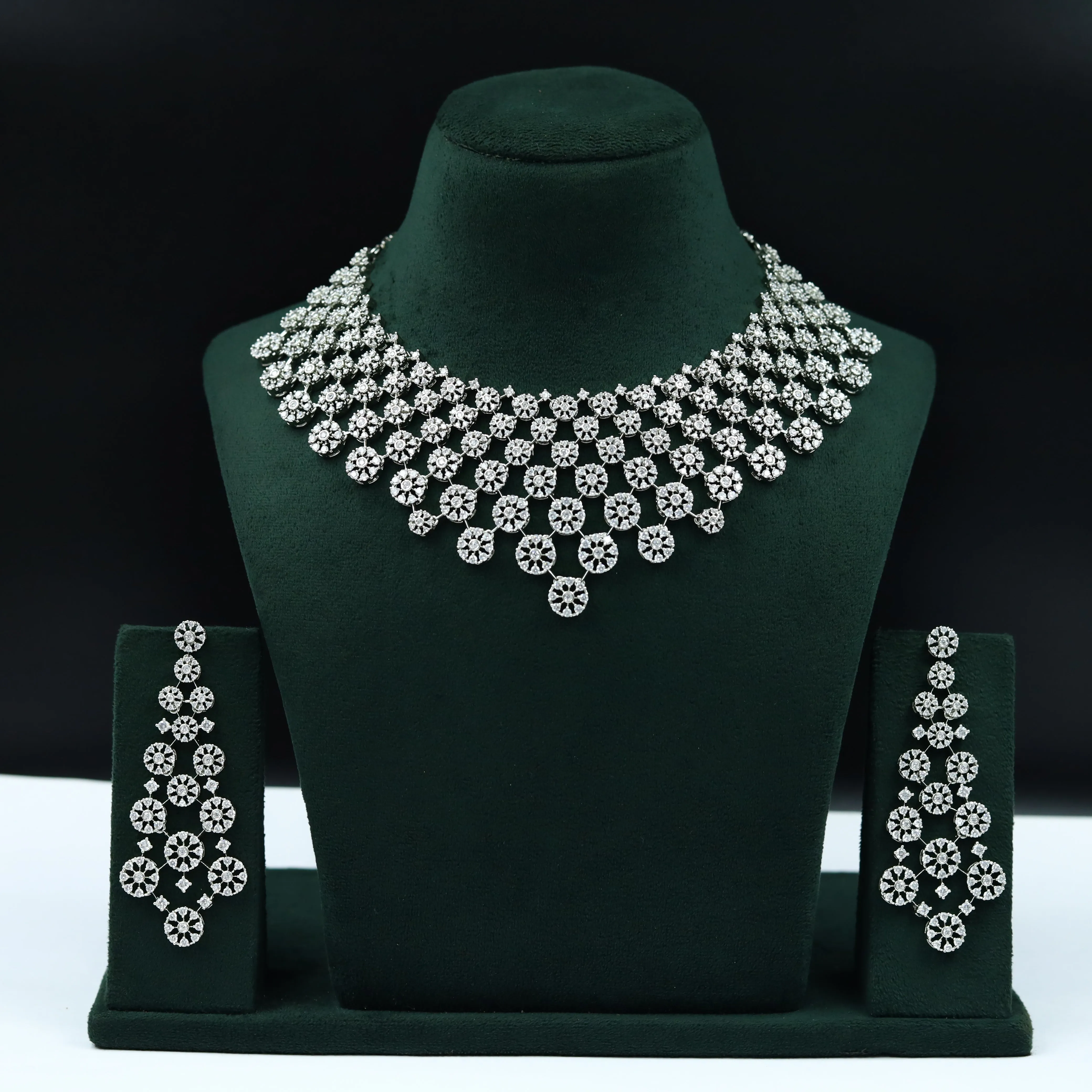Round Neck Zircon/AD Necklace Set 5947-69