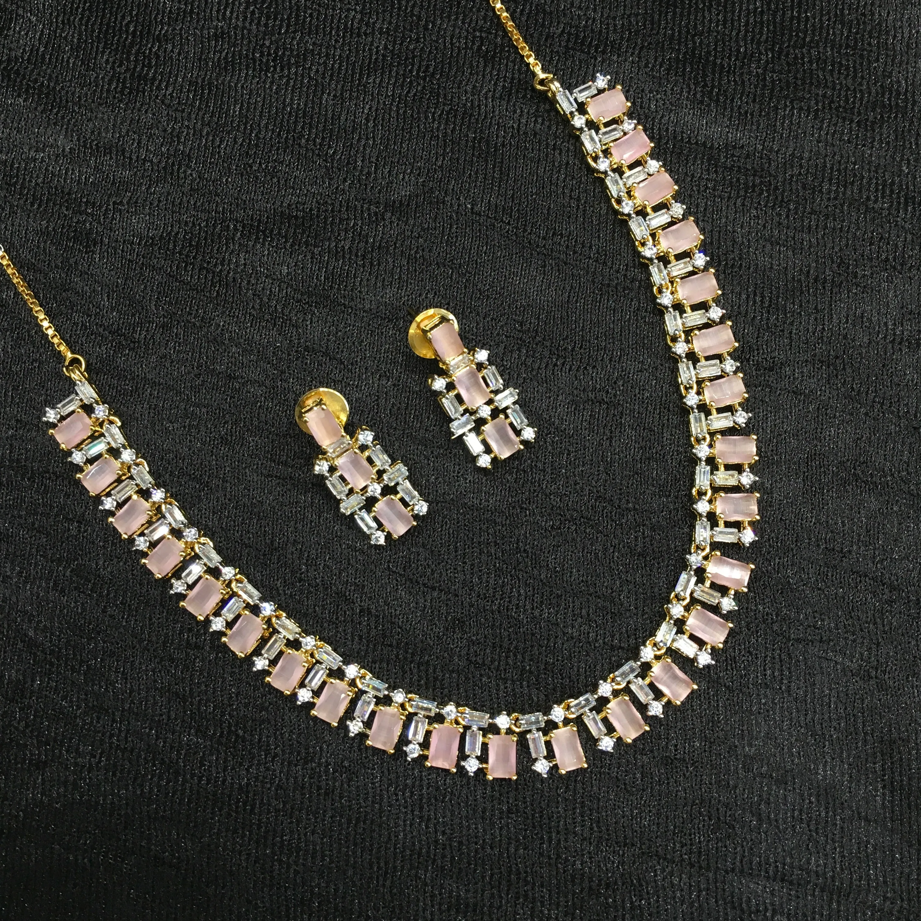 Round Neck Zircon/AD Necklace Set 6194-08