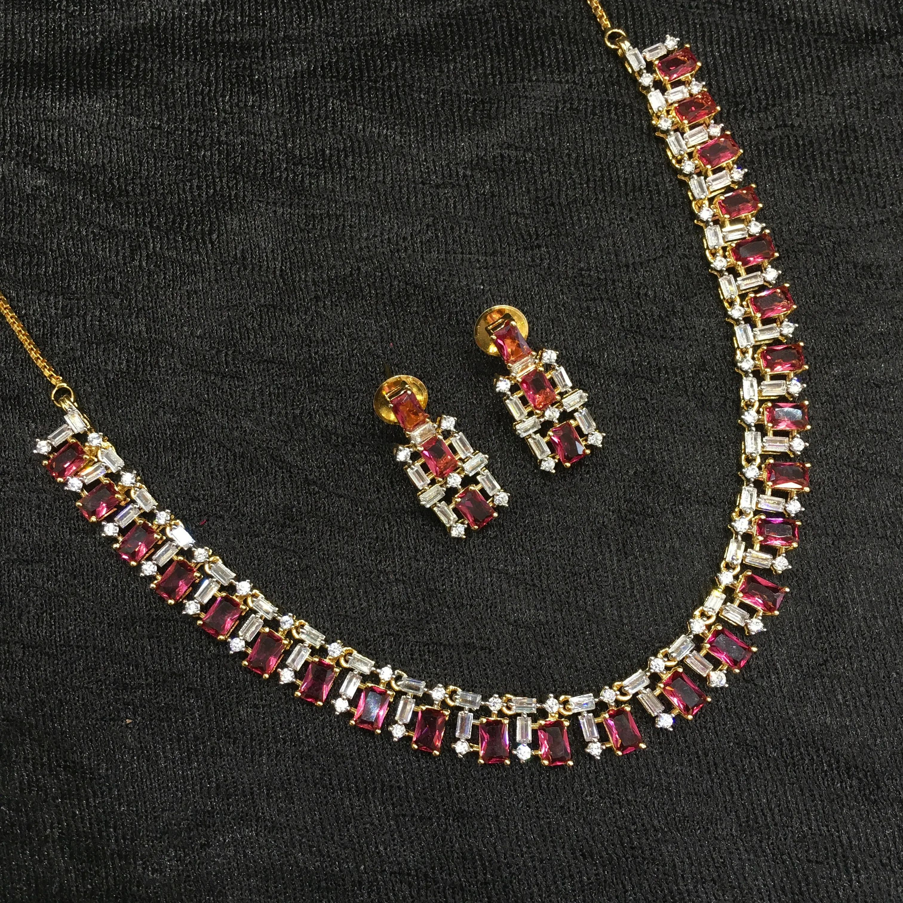 Round Neck Zircon/AD Necklace Set 6194-08