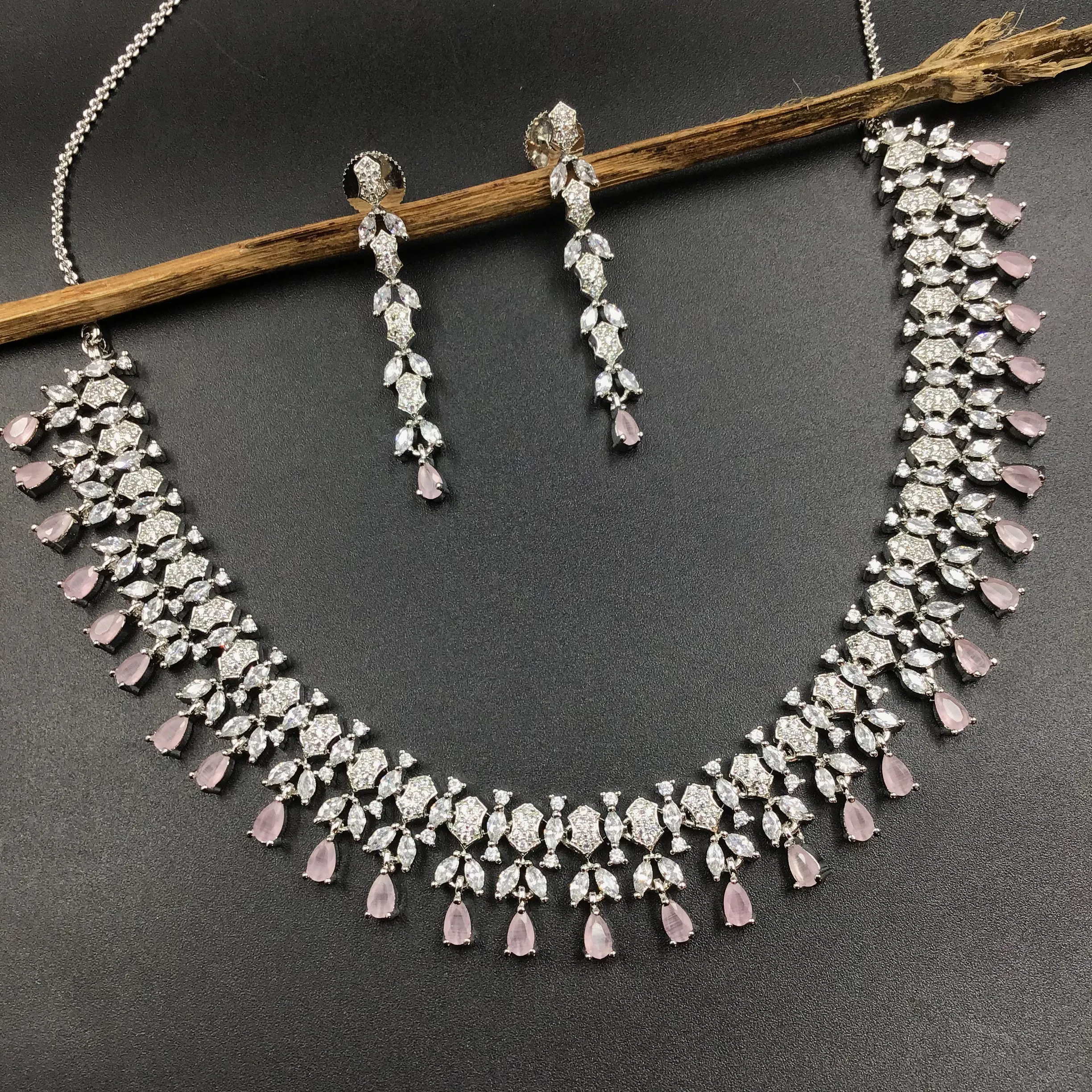 Round Neck Zircon/AD Necklace Set 7327-68