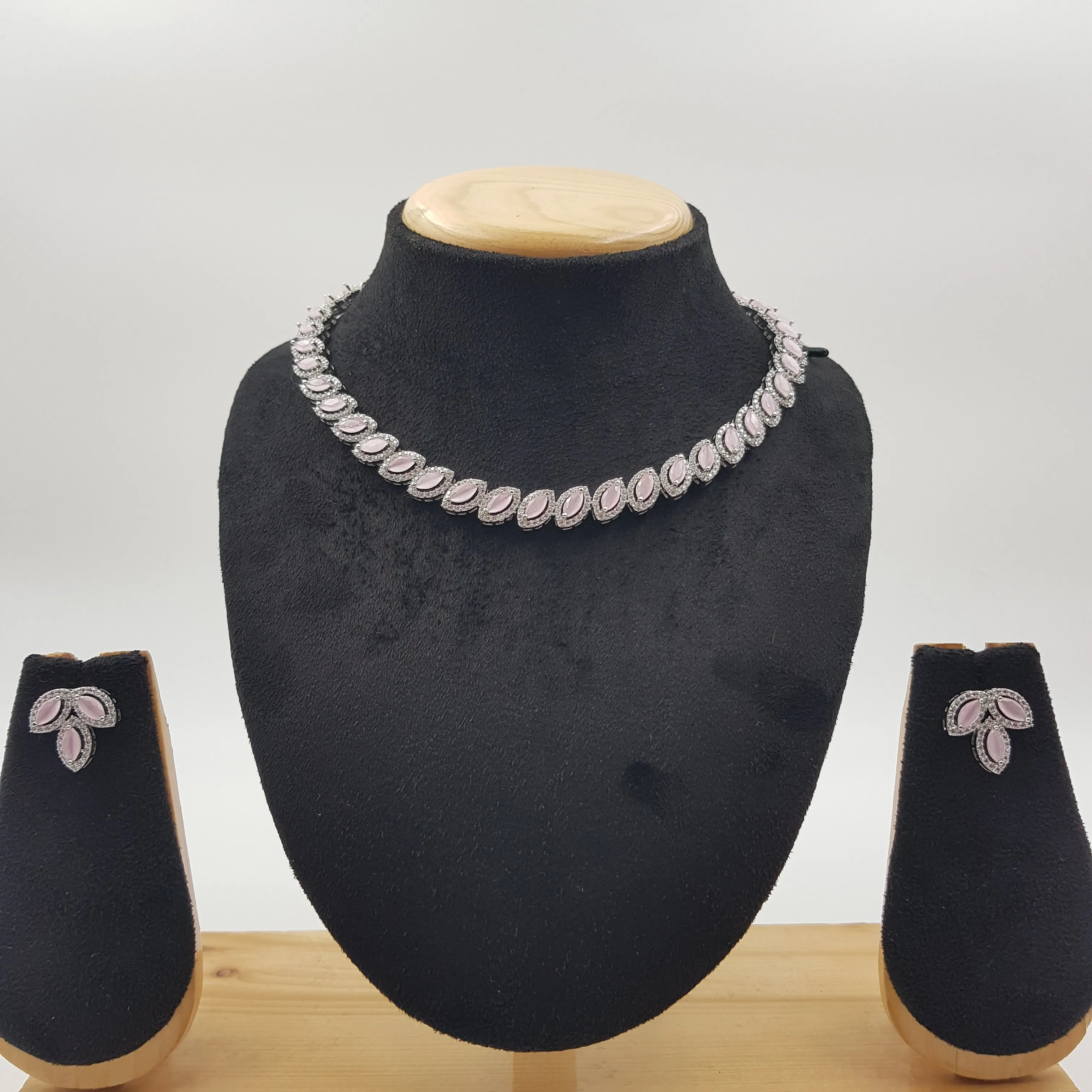 Round Neck Zircon/AD Necklace Set 8574-08