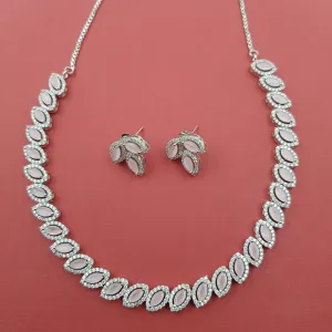 Round Neck Zircon/AD Necklace Set 8574-08