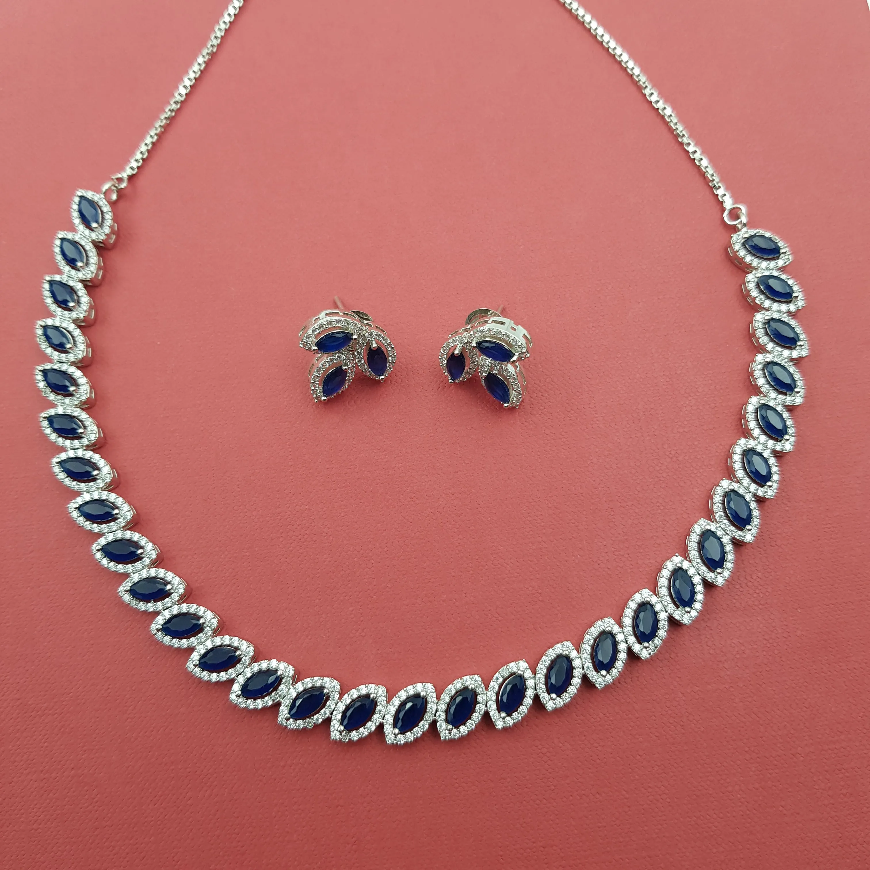 Round Neck Zircon/AD Necklace Set 8574-08