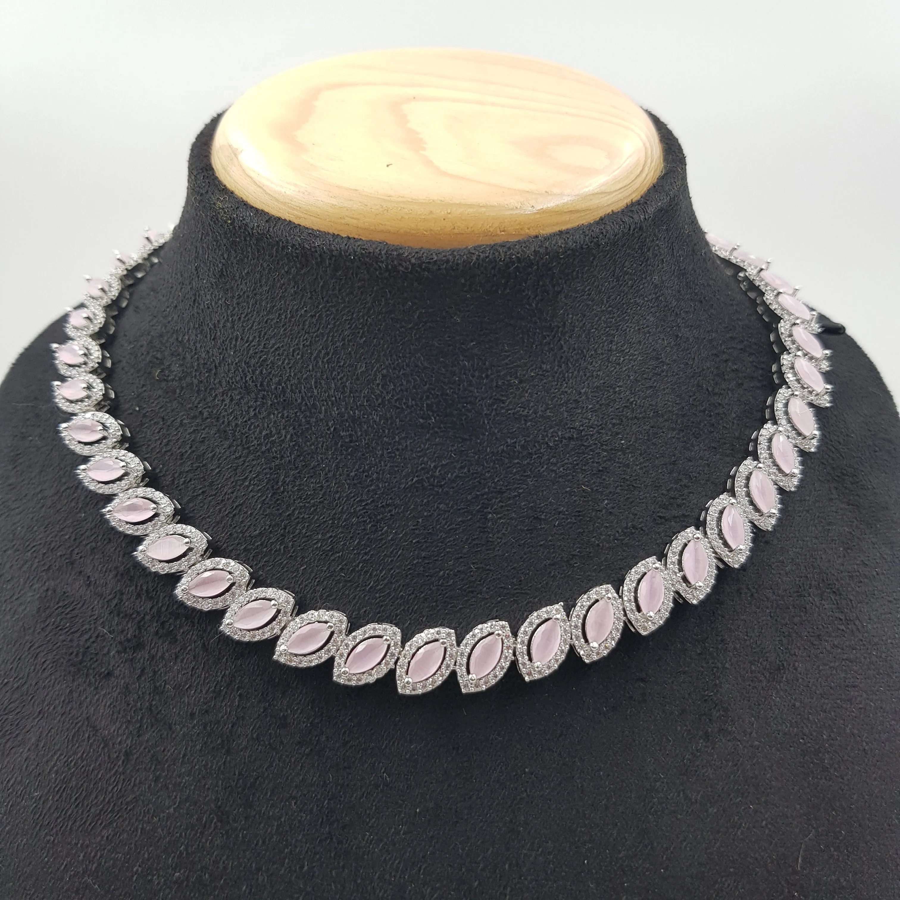 Round Neck Zircon/AD Necklace Set 8574-08