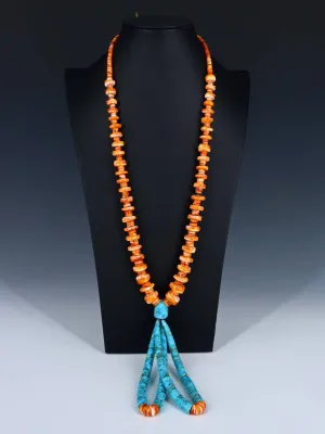 Santo Domingo Spiny Oyster and Turquoise Jocla Necklace