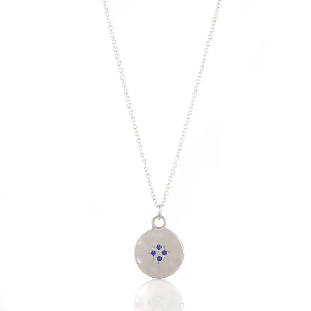 Sapphire Four Star Wave Pendant Necklace