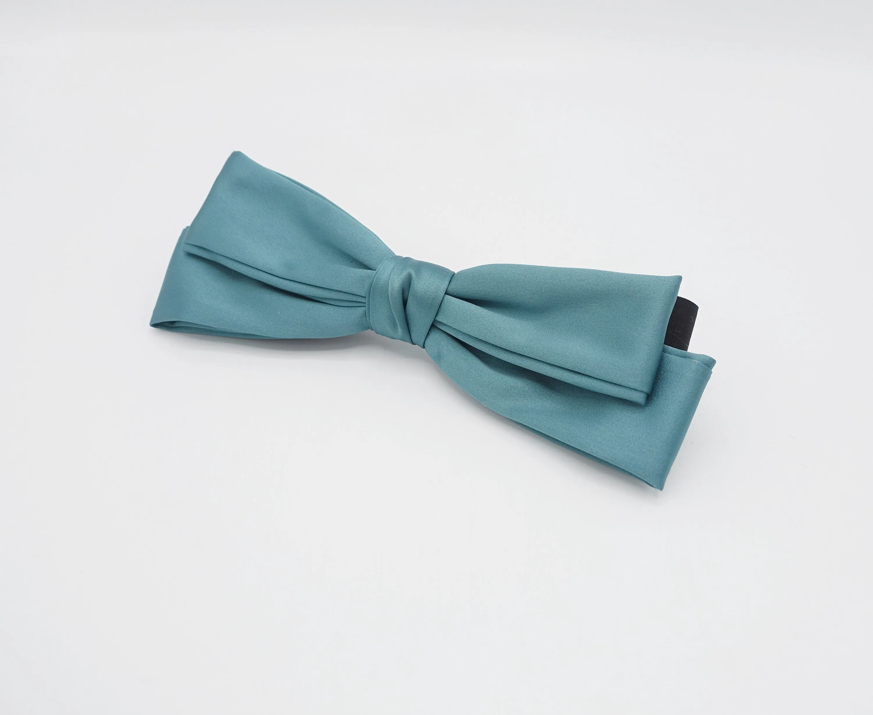 satin double layered hair bow  triple wing narrow glossy style hair accessory for women