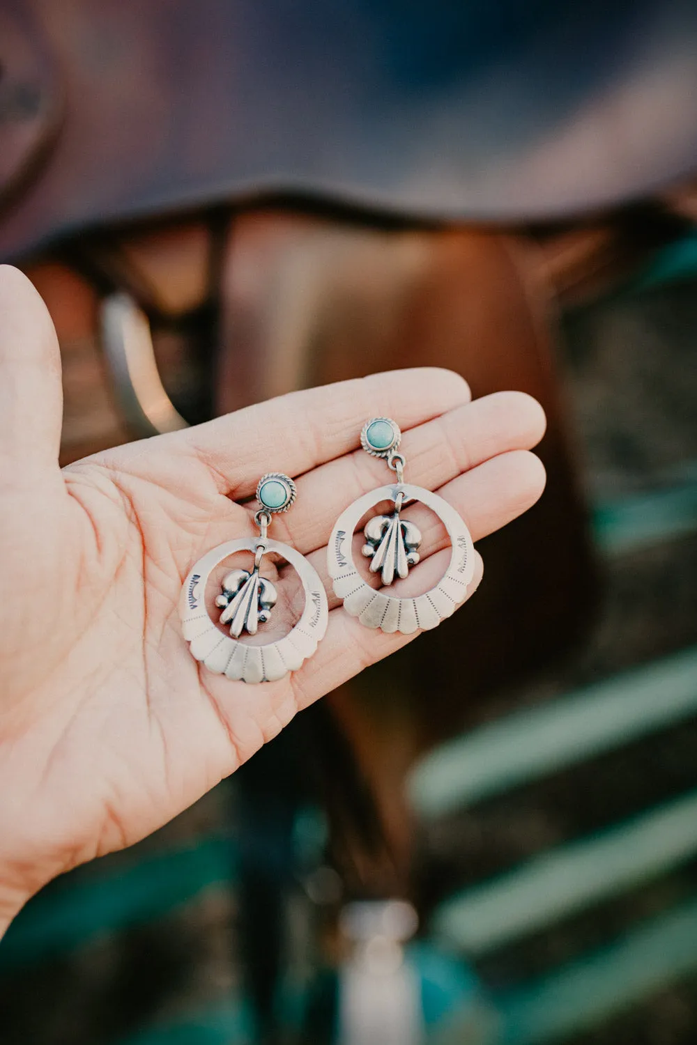 'Senna' Sterling Silver and Turquoise Statement Earrings
