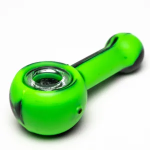 Shooters - 4" Silicone & Glass Hand Pipe - Green & Black