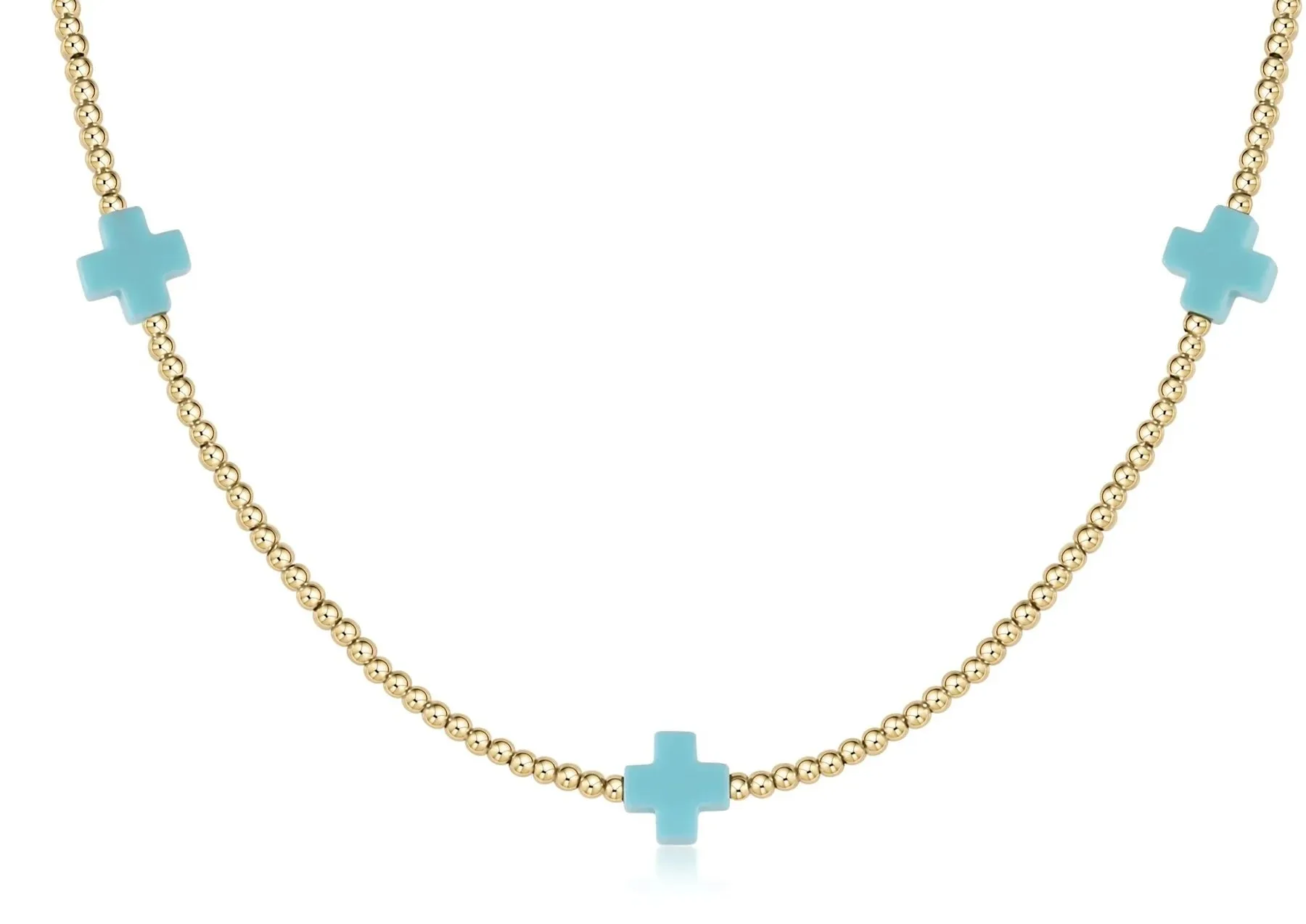 SIGNATURE CROSS CHOKER NECKLACE - TURQUOISE