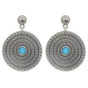 Silver and Turquoise Circle Earrings