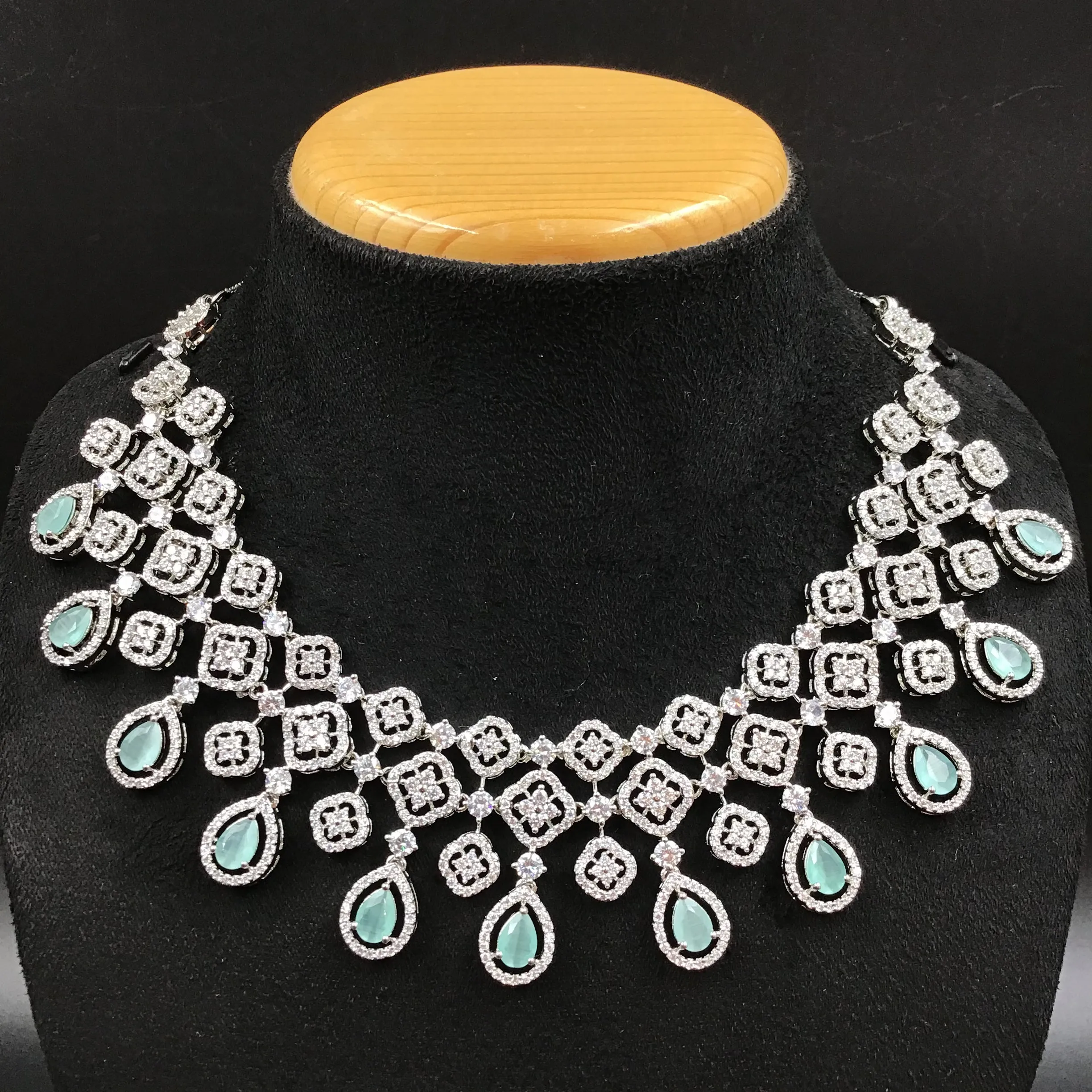 Silver Polish Zircon/AD Necklace Set 6757-69