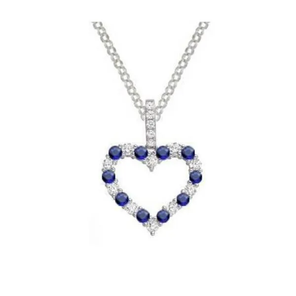 Silver sapphire cz heart pendant