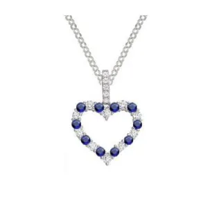 Silver sapphire cz heart pendant