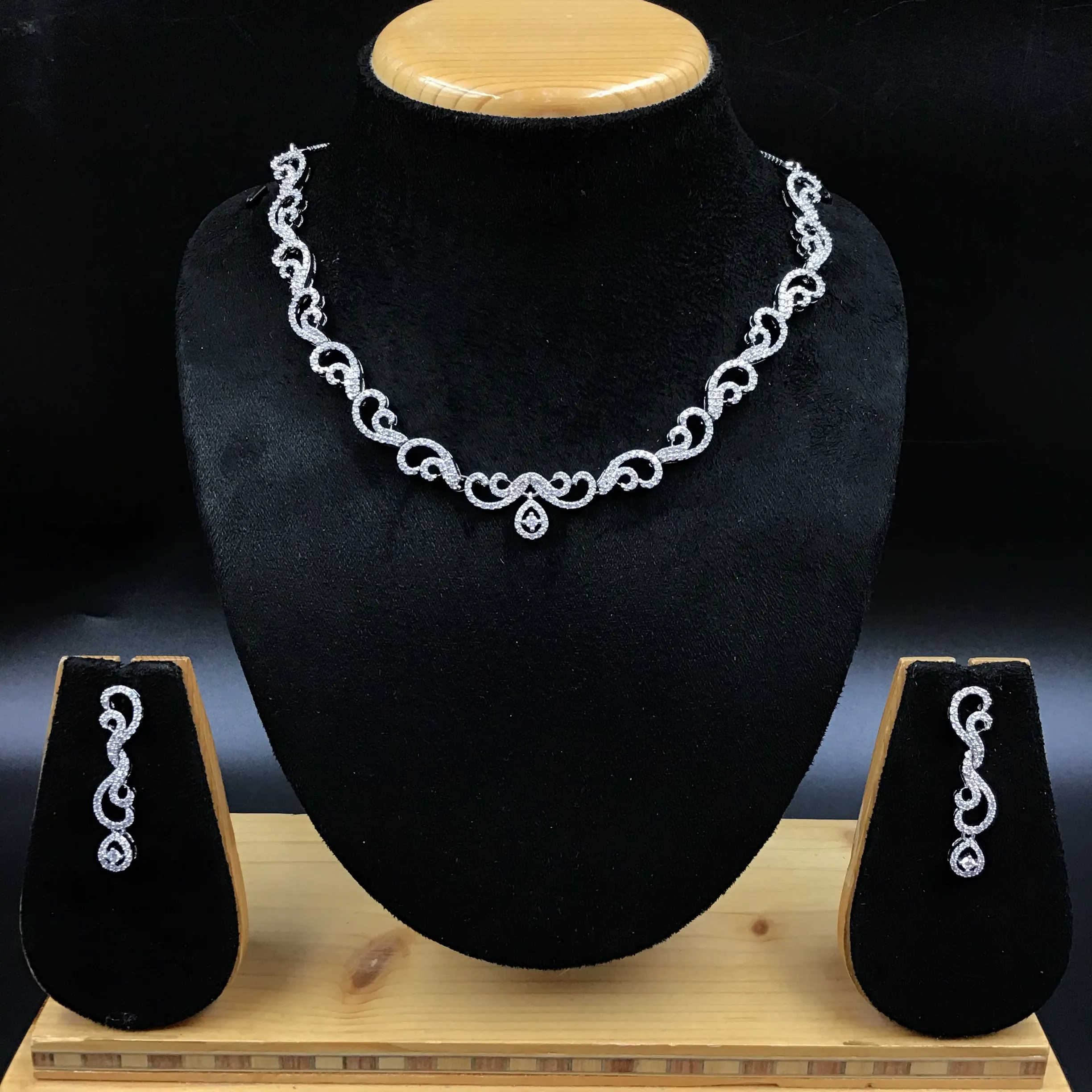 Silver Zircon/AD Necklace Set 11340-7346