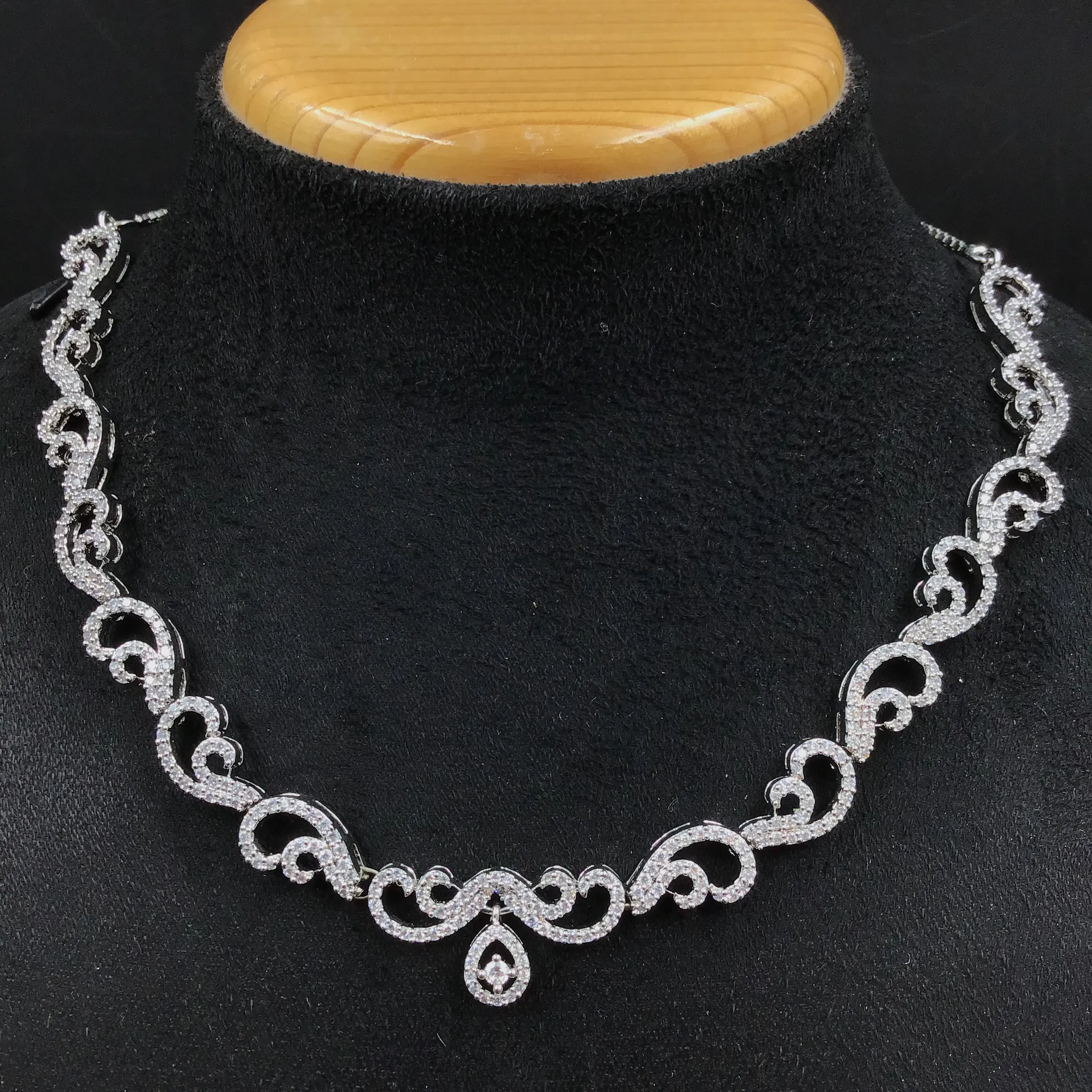 Silver Zircon/AD Necklace Set 11340-7346