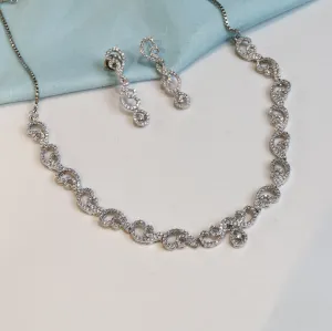 Silver Zircon/AD Necklace Set 11340-7346
