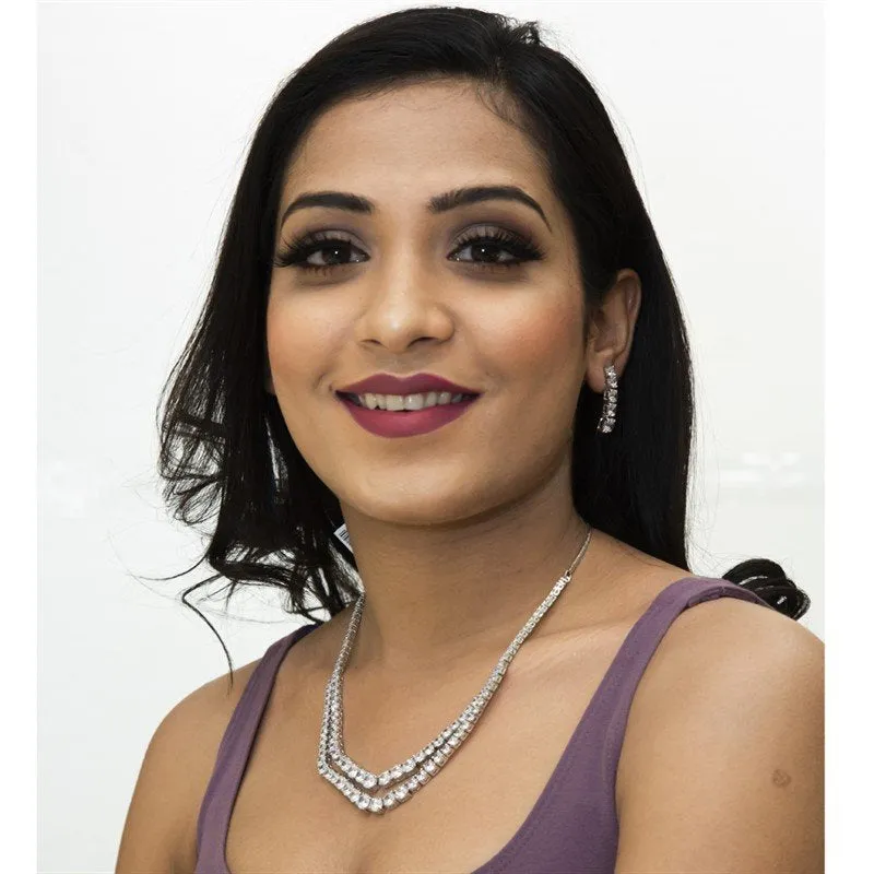 Silver Zircon/AD Necklace Set