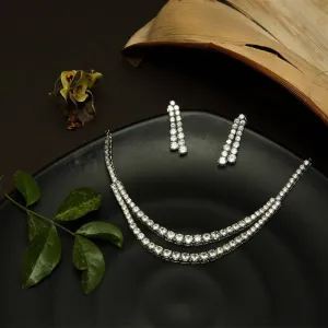 Silver Zircon/AD Necklace Set