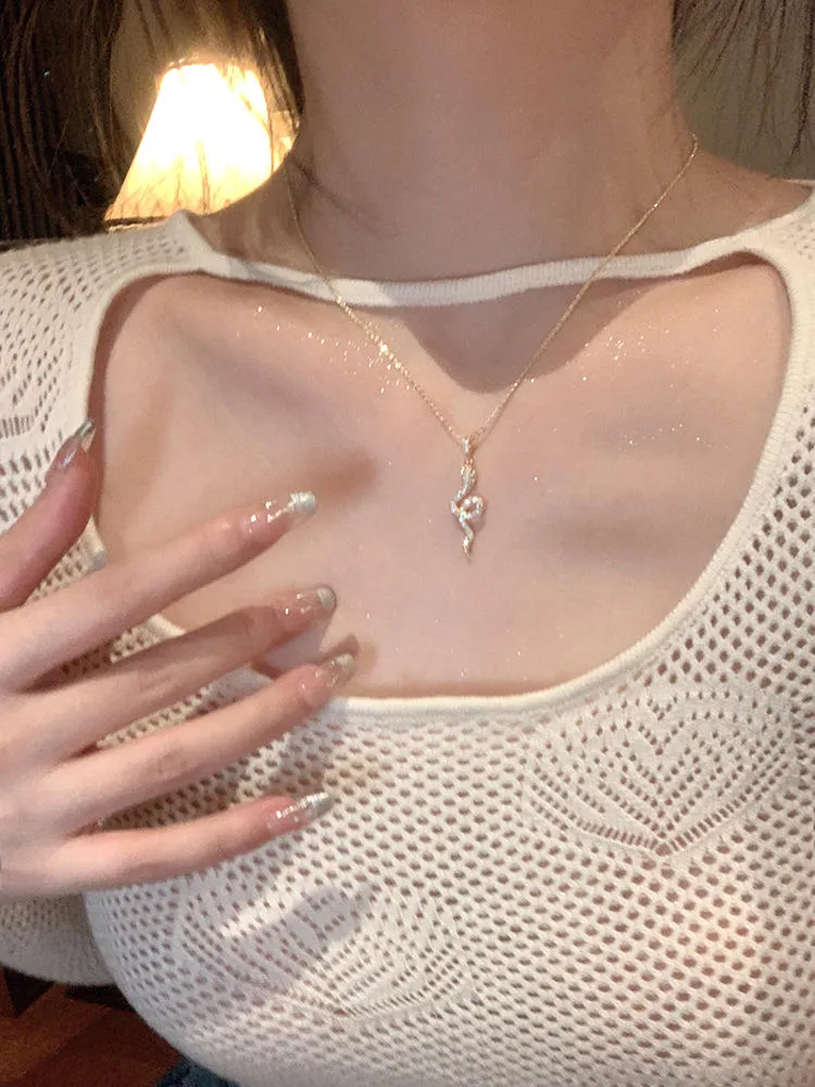 SISSLIA 2024 High Quality Diamond Snake Light Luxury Temperament Fashion Pendant Necklace for Women