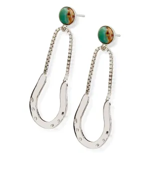 Sliding Plate Earrings - Dangle with Turquoise, Sterling Silver