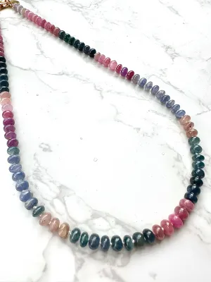 Smooth Multi Sapphire Knotted Necklace