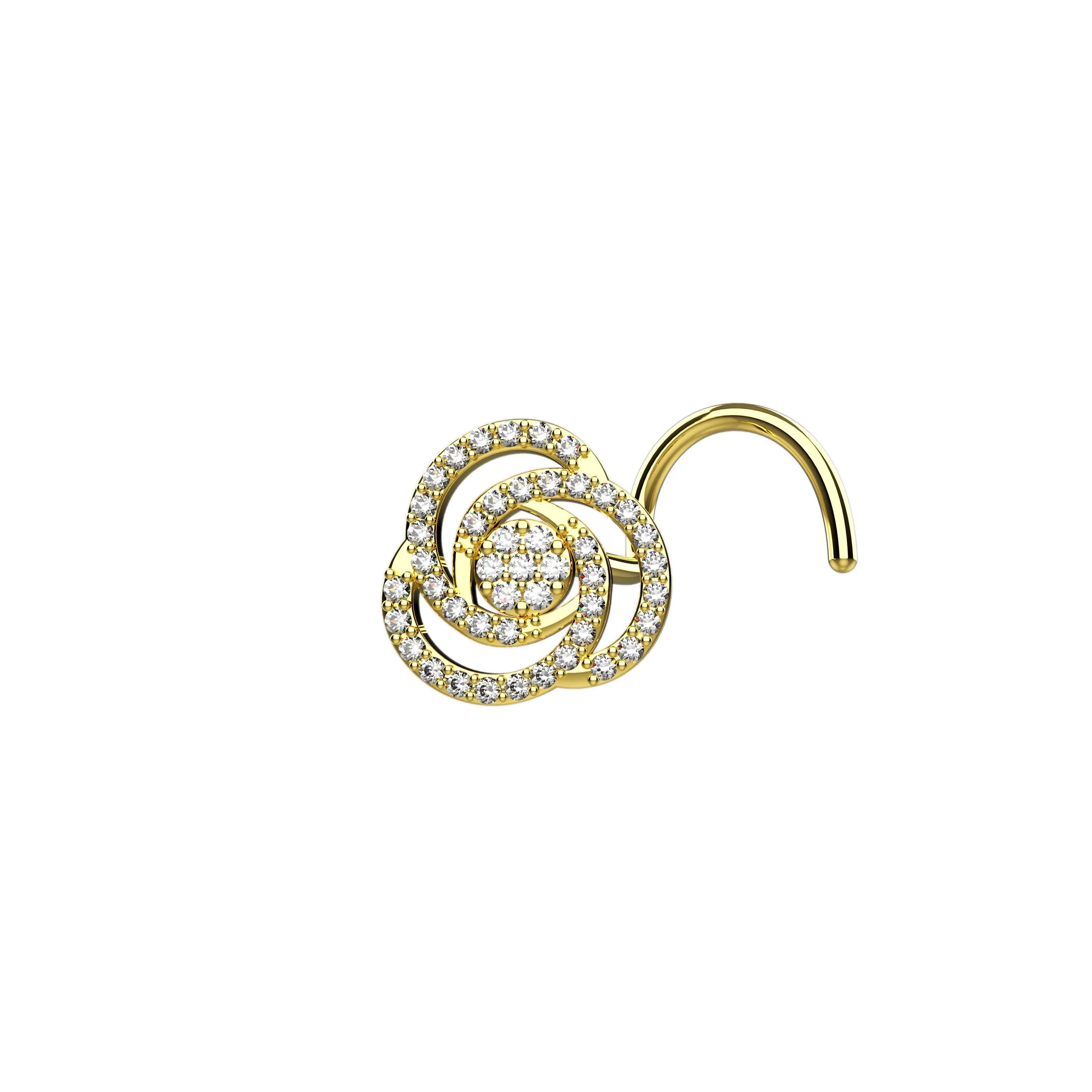 Spiral Swirl Nose Stud – Artistic Gold Nose Piercing Jewelry