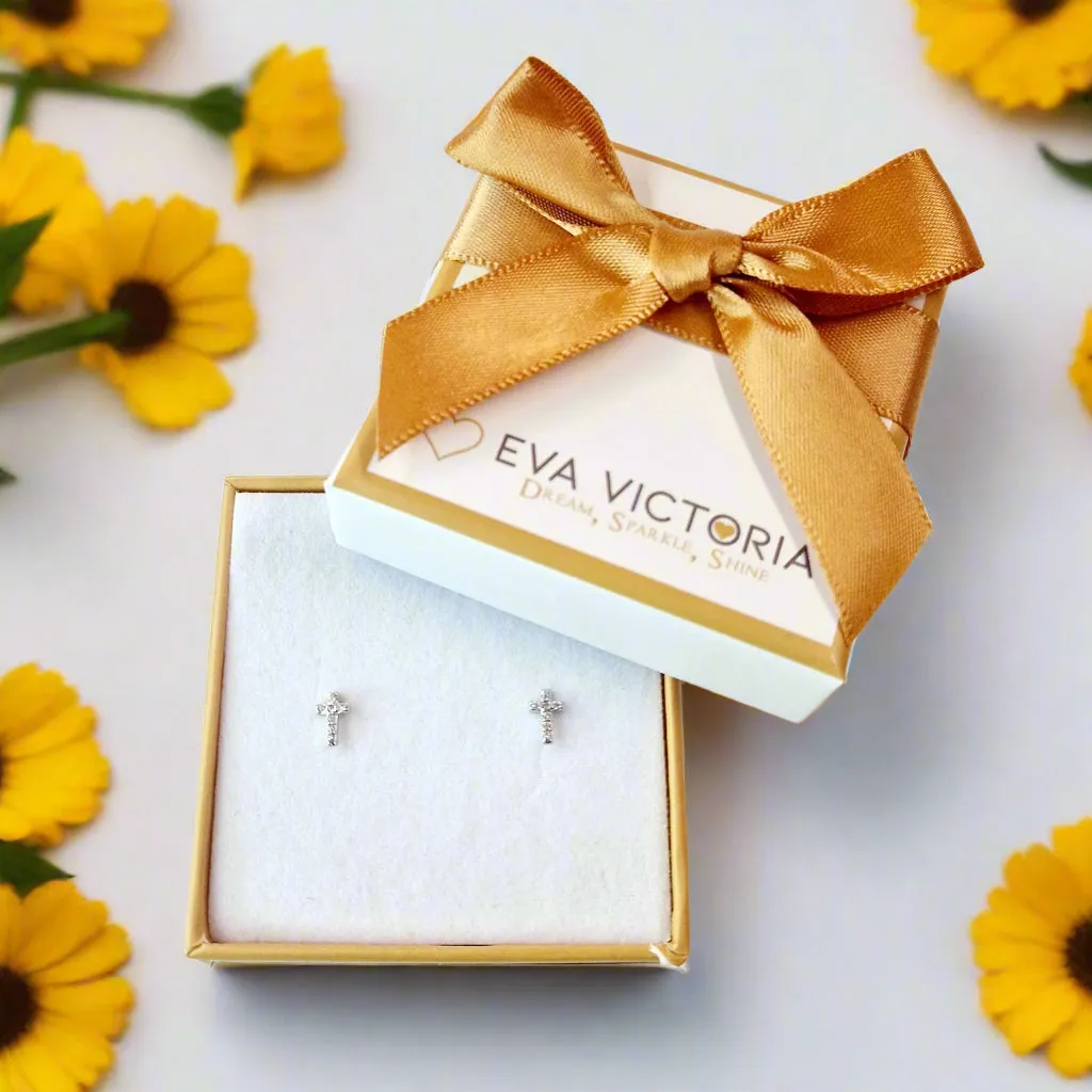 Sterling Silver 5 mm Cross Stud Earrings