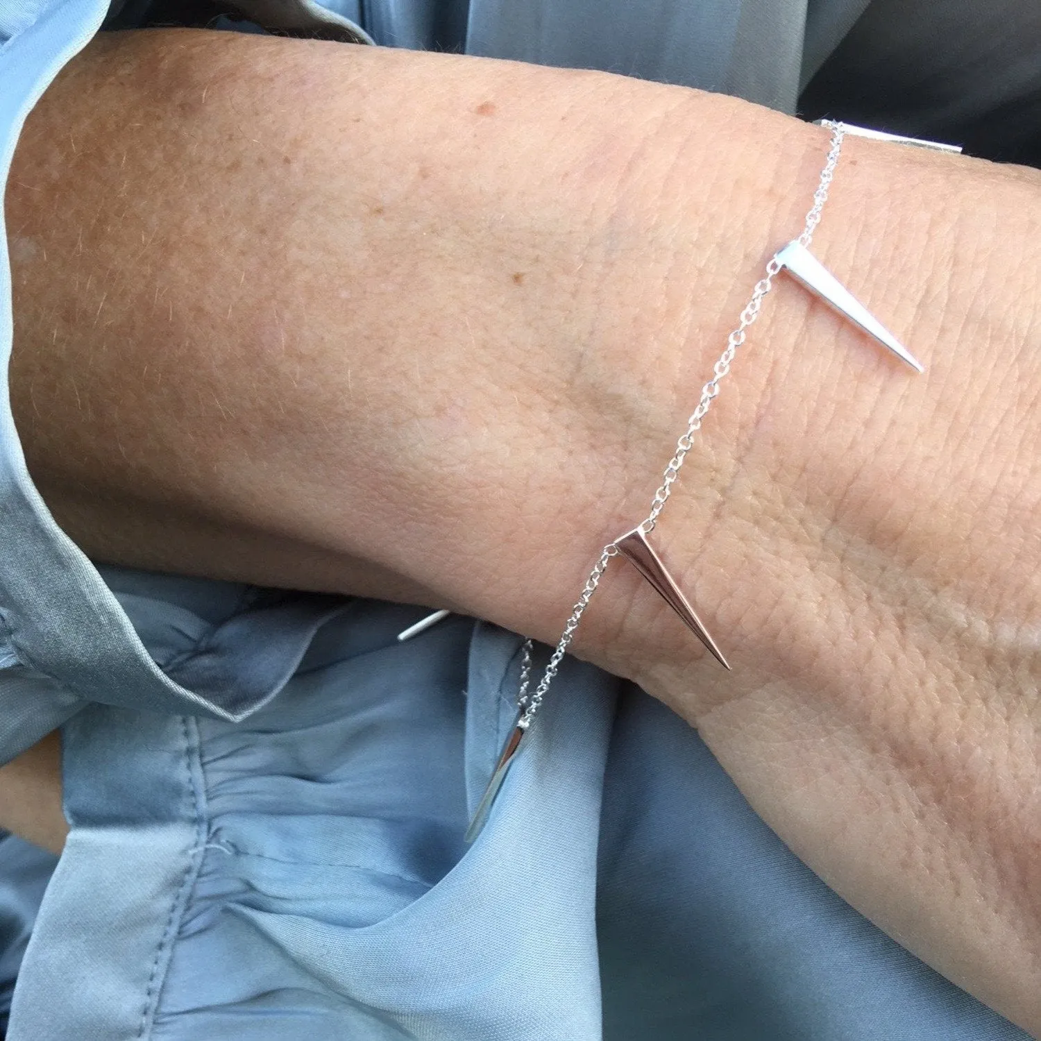 Sterling Silver Quintet Triangle Bracelet