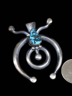 Sterling Silver Turquoise Navajo Sandcast Naja Pendant