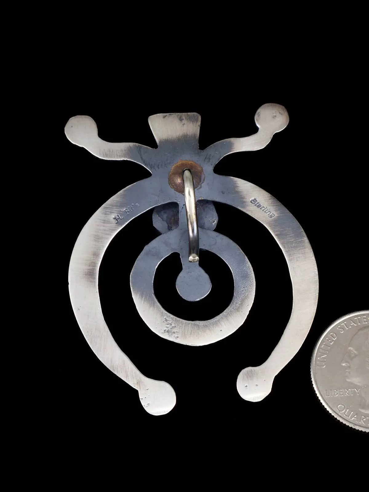 Sterling Silver Turquoise Navajo Sandcast Naja Pendant