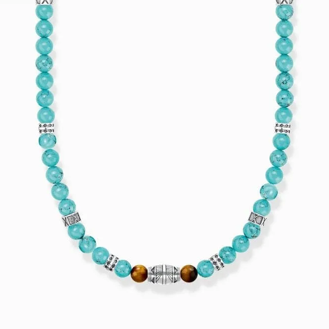 Sterling Silver Turquoise With Tiger's Eye Elements Necklace KE2180-364-17