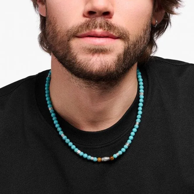 Sterling Silver Turquoise With Tiger's Eye Elements Necklace KE2180-364-17