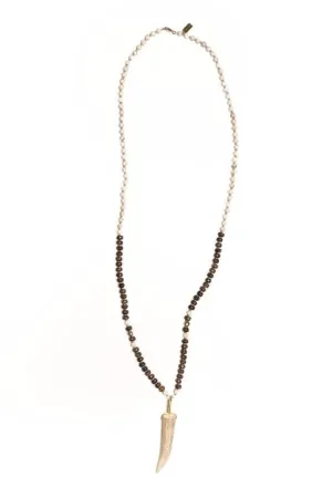 Tess   Tricia Bronzite and White Turquoise Antler Tip Necklace