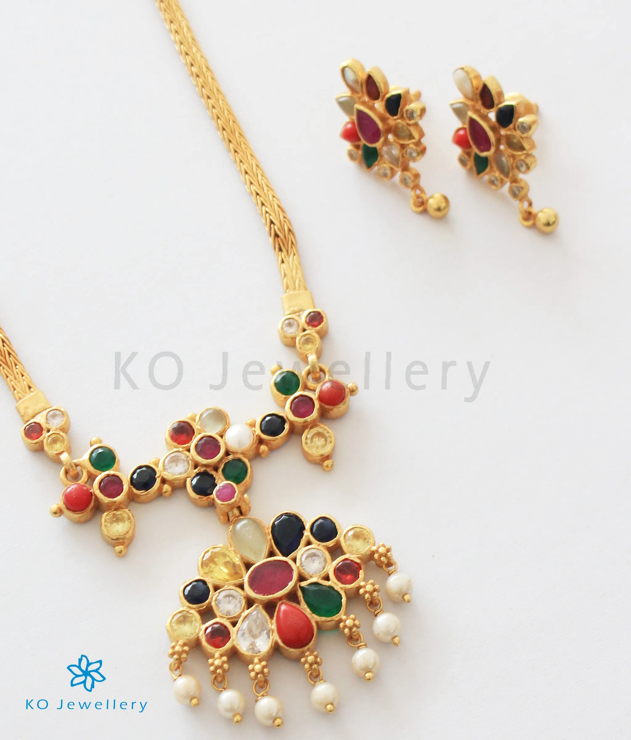 The Mithuna Silver Navratna Necklace