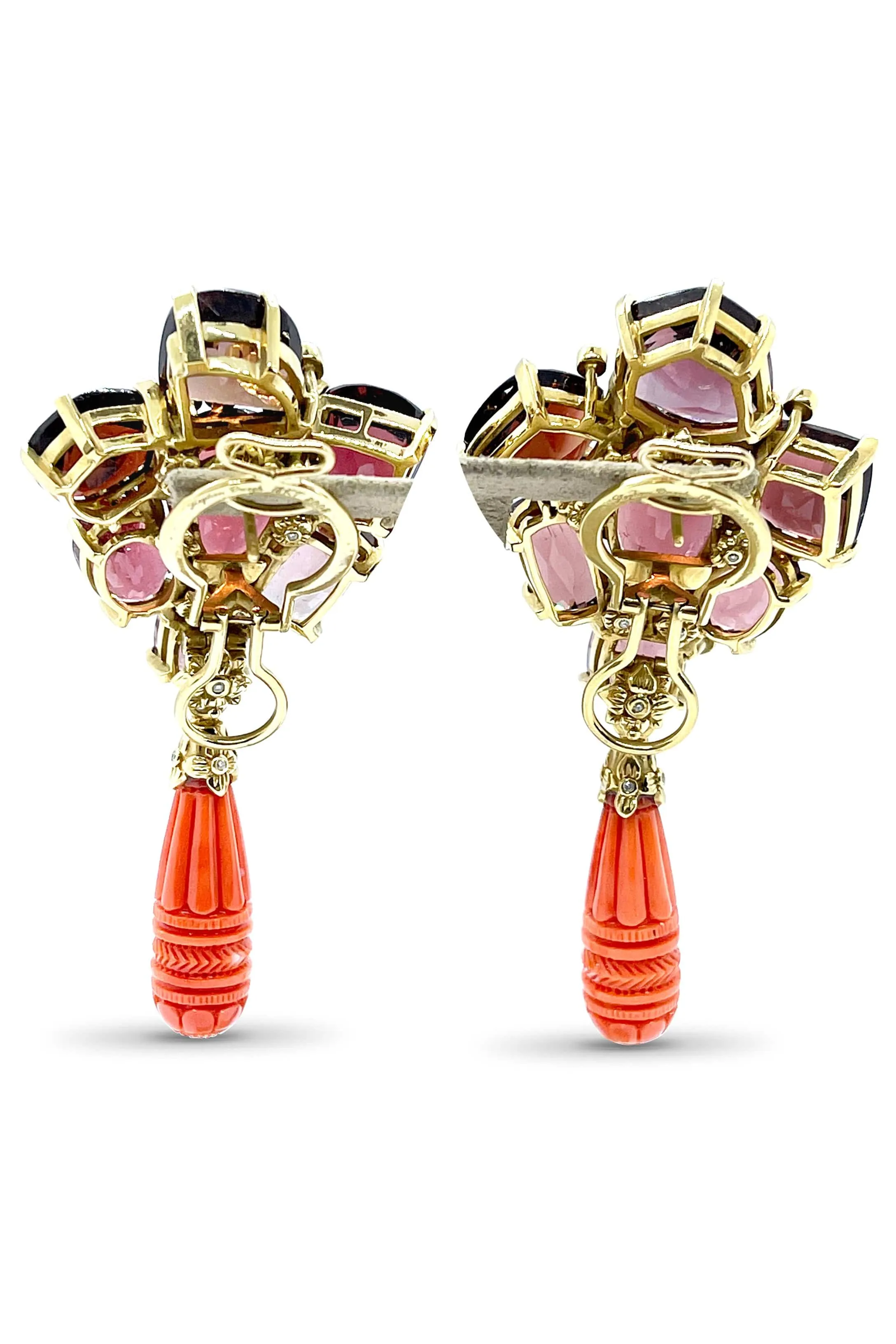 Tourmaline and Coral Drop Earrings