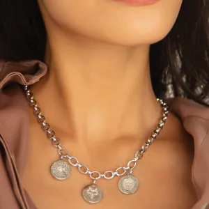 Trilogy Intaglio Necklace with White Sapphire