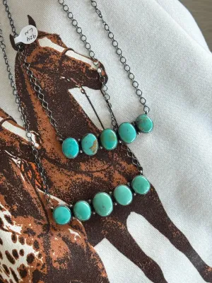 Turquoise Cluster Bar Necklace – Sleek & Southwestern