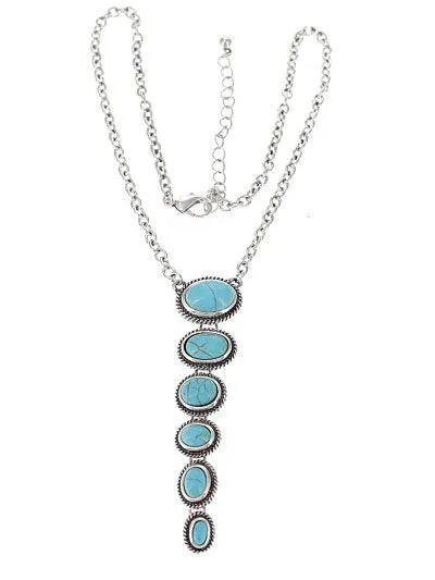 Turquoise Crestone Peak Silvertone Necklace