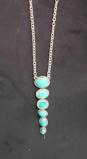 Turquoise Crestone Peak Silvertone Necklace