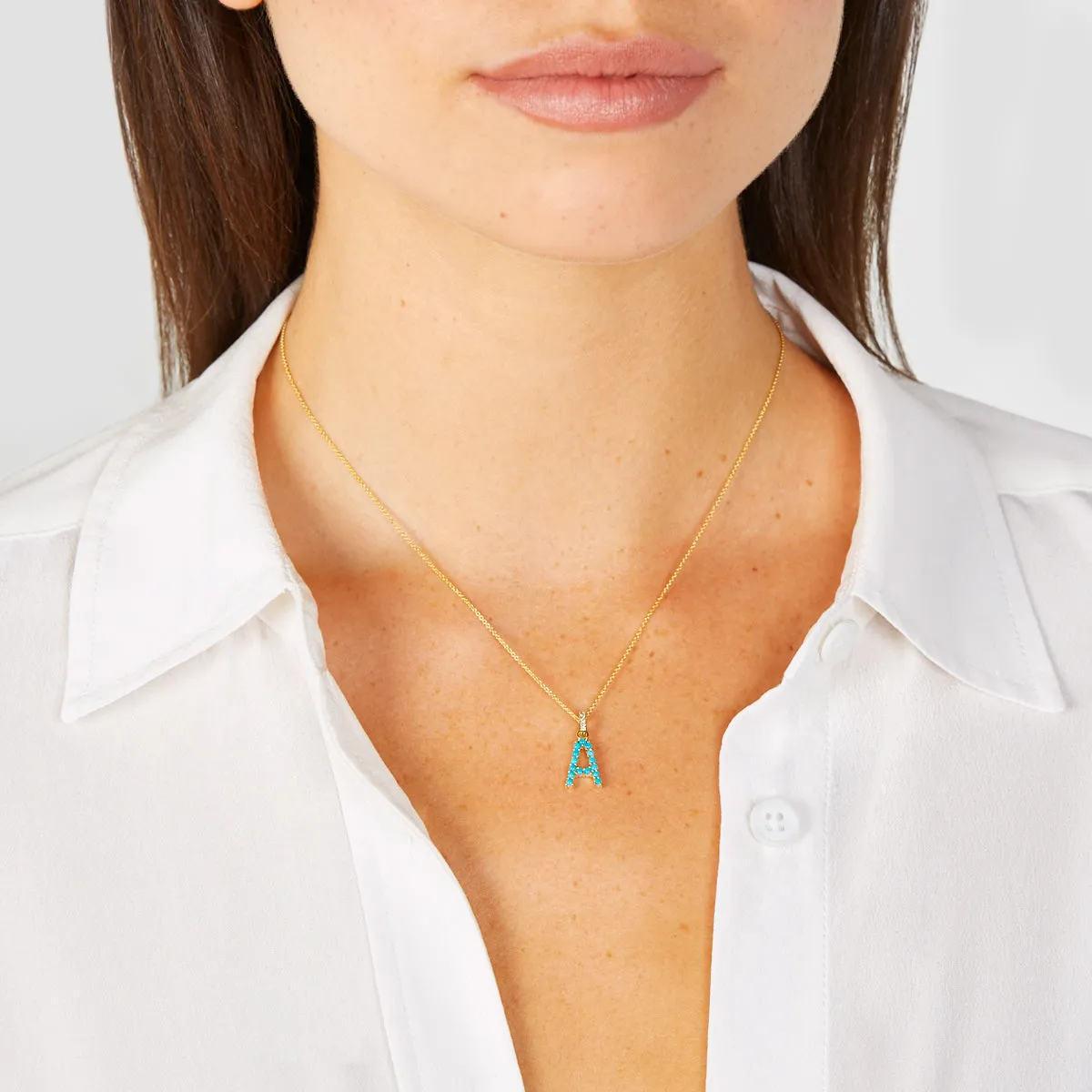 Turquoise Letter Necklace