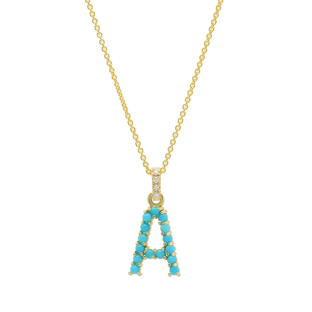 Turquoise Letter Necklace