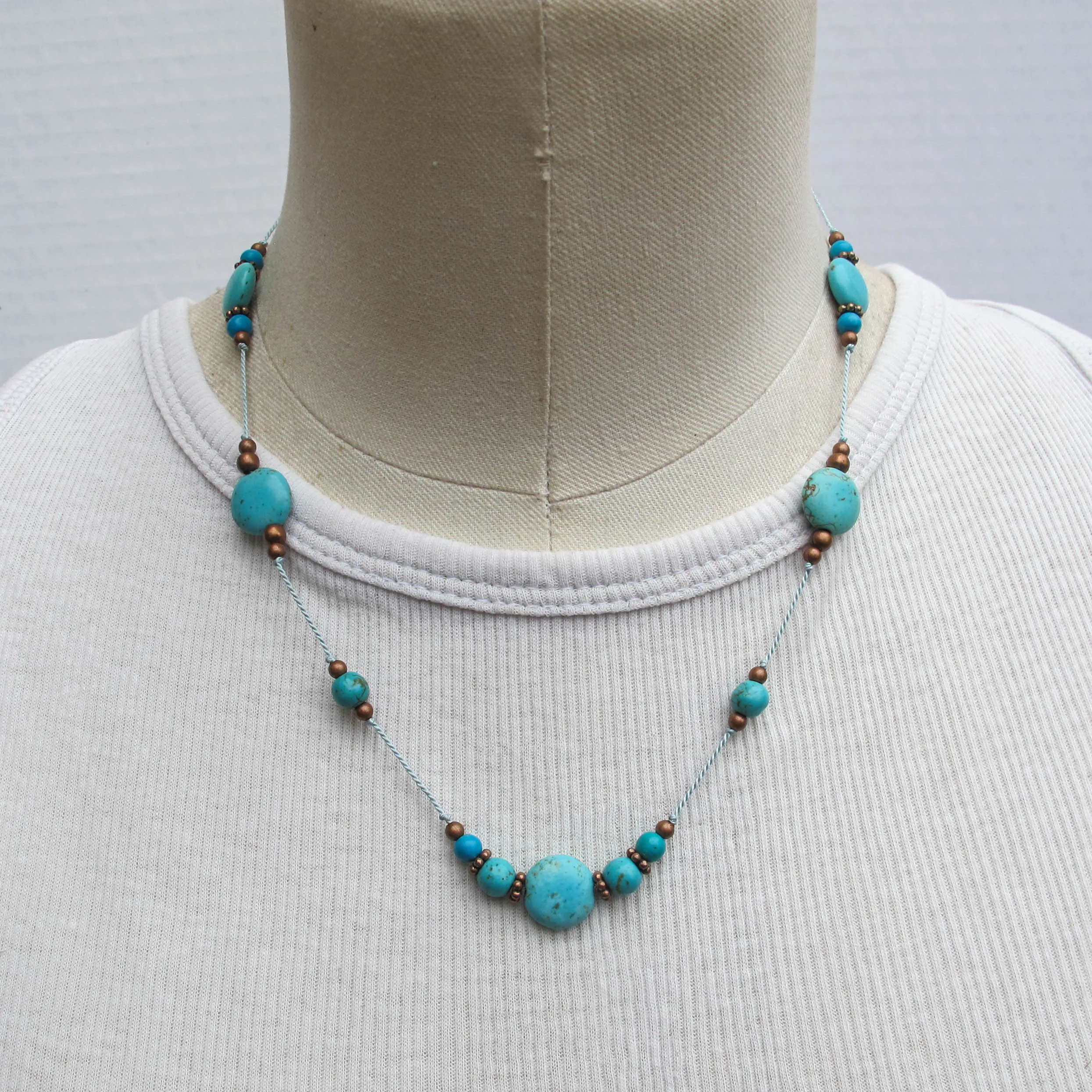 Turquoise Magnesite Hand-Knotted Illusion Necklace